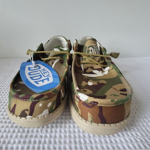 Hey Dude Wally Camouflage Multi Camo Army Green Shoes Slip On size M8 W10 - Picture 5 of 13